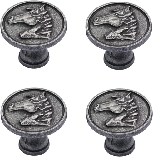 Cabinet Pulls, 4 Pcs Kitchen Cabinet Knobs, Drawer Knobs, Dresser Pulls for Cabinet Hardware (Antique Silver)