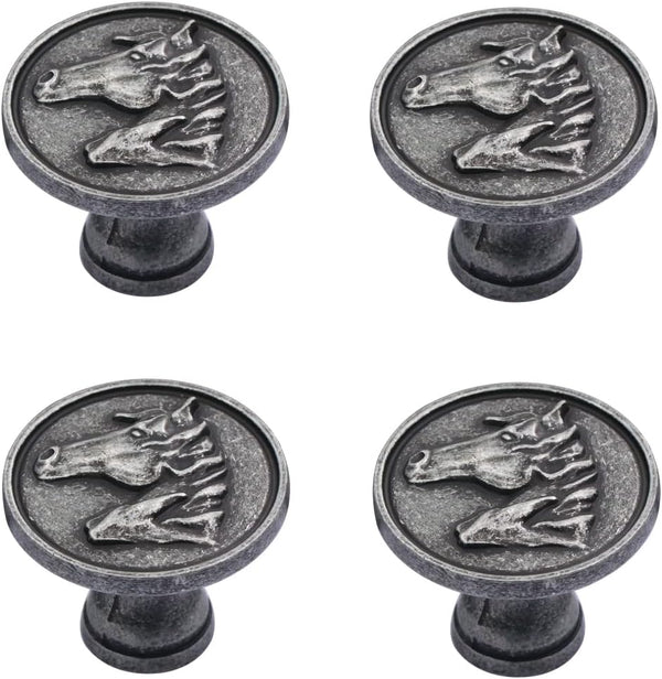 Cabinet Pulls, 4 Pcs Kitchen Cabinet Knobs, Drawer Knobs, Dresser Pulls for Cabinet Hardware (Antique Silver)