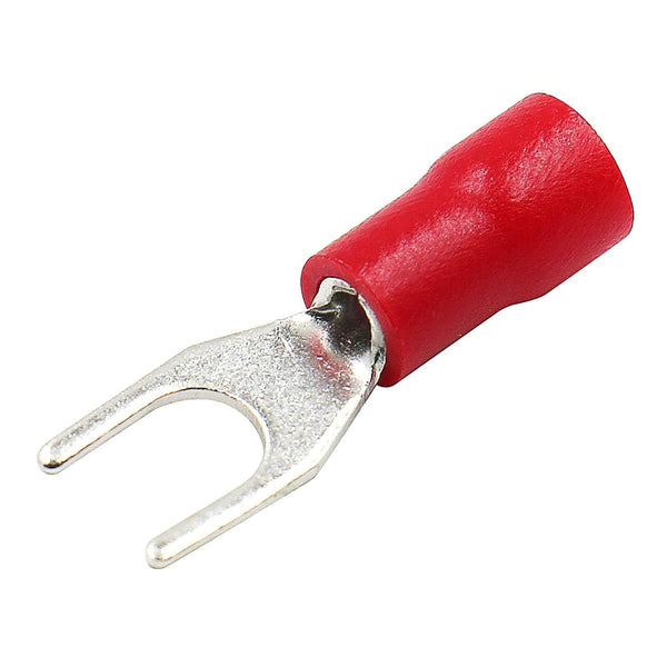 Baomain Red Insulated Fork Spade Wire Connector Electrical Crimp Terminal #8 USA Screw 16-22AWG (1000PCS)