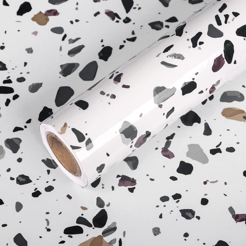 Terrazzo Granite Contact Paper, Waterproof Self Adhesive Marble Wallpaper for Decorative Kitchen Countertops