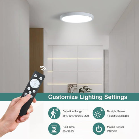 ZSYUBO 9 Inch 3000k/4000k/6000k Motion Sensor Light Indoor, Flush Mount Light Fixture, Motion Sensor Ceiling Light