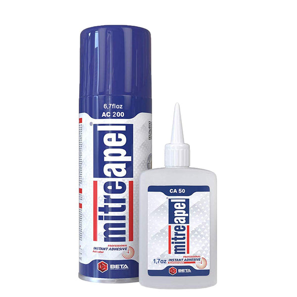 MITREAPEL Super CA Glue (1.7 oz.) with Spray Adhesive Activator (6.7 fl oz.) for Crafting and Building