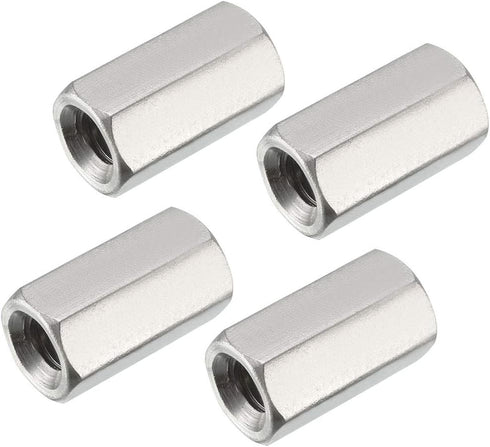 uxcell M8 x 1.25-Pitch 24mm Length 304 Stainless Steel Metric Hex Coupling Nut, 4pcs