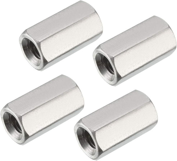 uxcell M8 x 1.25-Pitch 24mm Length 304 Stainless Steel Metric Hex Coupling Nut, 4pcs