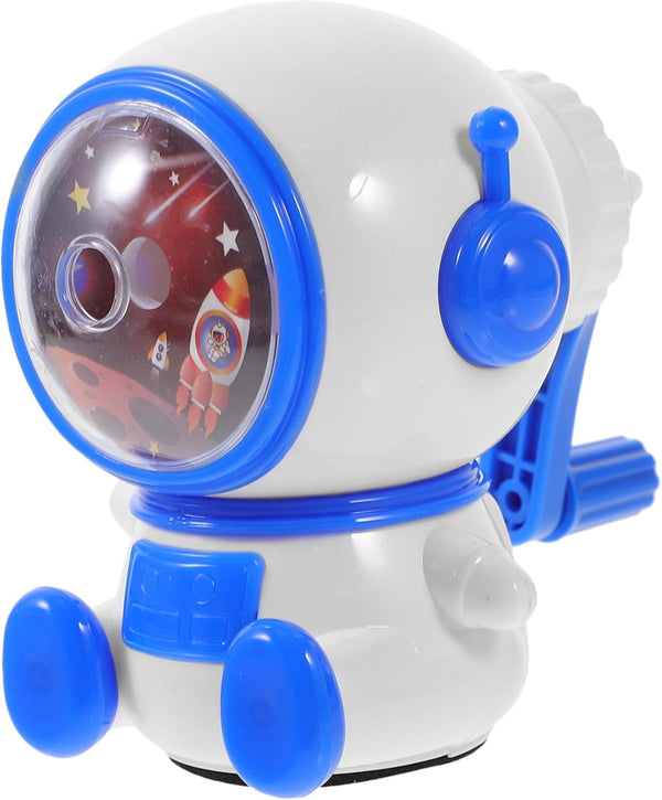 SEWACC Hand Crank Pencil Sharpener - Cartoon Astronaut Spaceman Shaped Manual Sharpener for Colored Pencils
