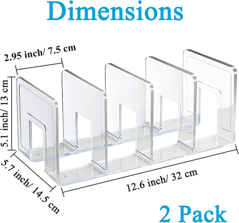 SAYEEC Acrylic File Holder, Clear File Sorter Desk File Organizer, Sturdy Desktop File Folder Organizer Rack for Envelopes Mail Letter Paper Notebook Electronics Office Supplies (4 Sections, 2 Pack) by SAYEEC