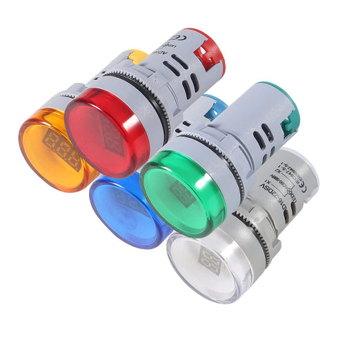 4PCS Round LED Voltage Meter Indicator, Digital LED Display Voltmeter AC 60-500V Voltage Monitor