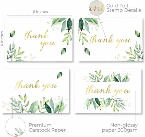 TORJO 100 Set Thank You Cards with Envelopes Includes Pen and Stickers Thank You Notes for Business, Clients, Weddings