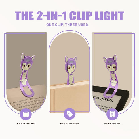 Dimmable Rechargeable Kids Book Light, Cute Bookmark Reading Light for Kids, Portable LED Book Light for Reading
