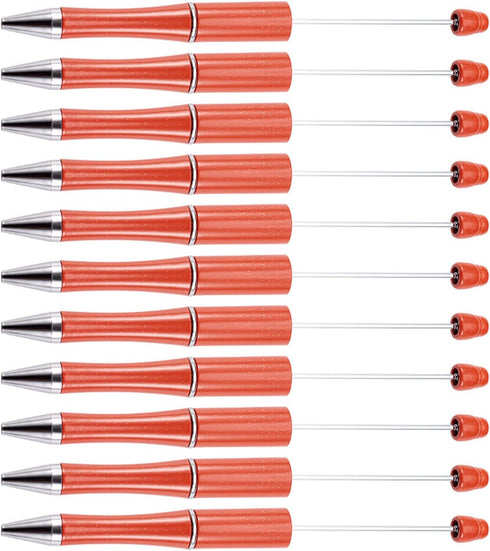Beadthoven 20pcs Plastic Beadable Pen, Black Ink Ballpoint Pen Shaft for DIY Decorations, Office School Supplies