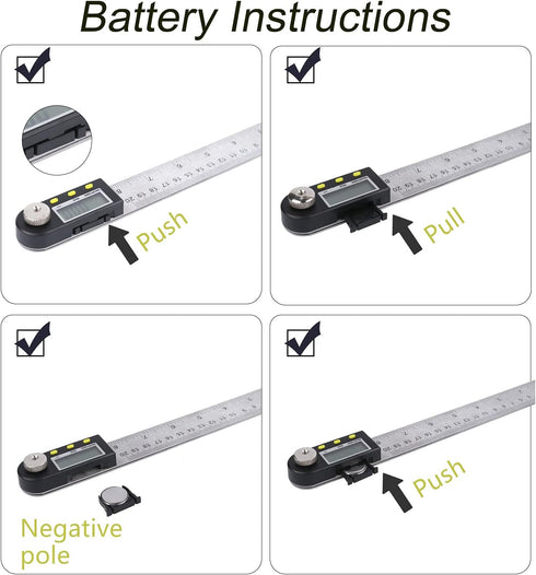 Delgada 200mm/8 Inches Digital Angle Finder Ruler - Stainless Steel Protractor for Woodworking and Construction