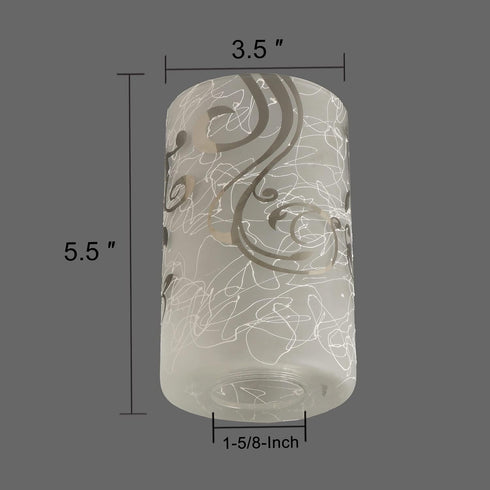 2 Pack, Lamp,1 5/8 Inch Electroplated Floral Pattern Replacement Glass Lamp Shade Frosted Glass Light Cover for Light