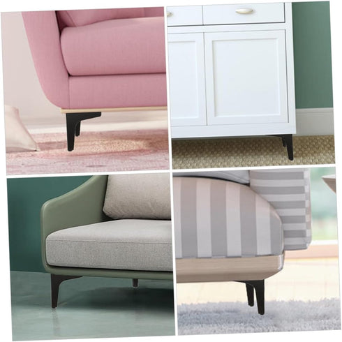 4pcs 17cm Set, Garneck Black Metal Triangle Furniture Legs Cabinet Feet Replacement for Sofa, Couch, Stool and Bathroom