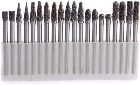 20pcs Solid Carbide Burr Set - 1/8 Shank Double Cut Tungsten Carbide Files for Rotary Drill by YEEZUGO