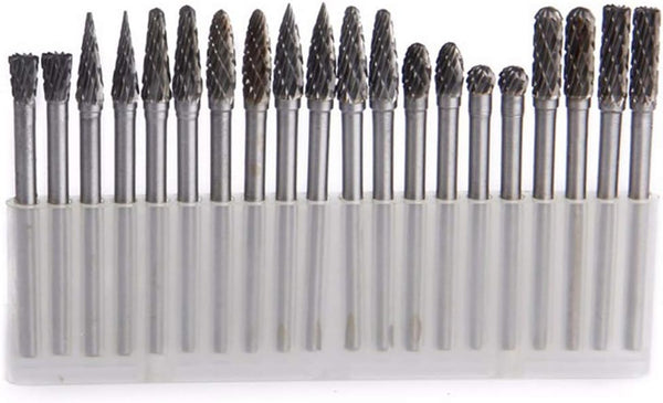 20pcs Solid Carbide Burr Set - 1/8 Shank Double Cut Tungsten Carbide Files for Rotary Drill by YEEZUGO