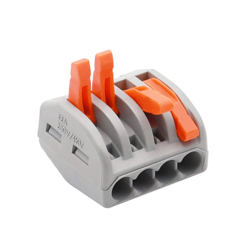 smseace 25 Pcs 4 Port Lever Nut Conductor Compact Wire Connectors for Fast Connection of Multiple Wires