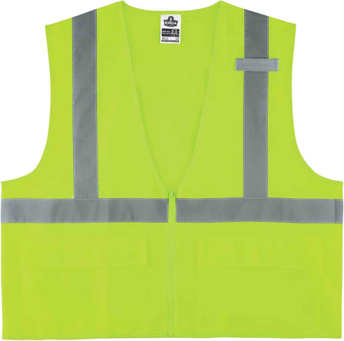 Ergodyne Unisex Class 2 Standard Solid Vest Zippered Lime, XX-Large-3X-Large