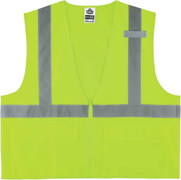 Ergodyne Unisex Class 2 Standard Solid Vest Zippered Lime, XX-Large-3X-Large