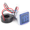 LED Display Voltmeter, Voltage Tester Current Detector, AC 50-500V, 0-100A, Round 22mm, Square Blue
