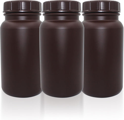 Laboratory Grade HDPE Wide Mouth Amber Reagent Bottle, Designed for Laboratories Classrooms or Storage at Home, 2,000mL
