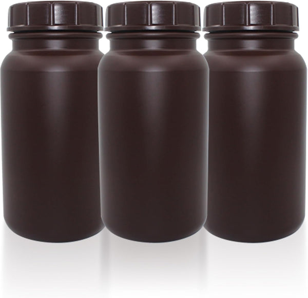 Laboratory Grade HDPE Wide Mouth Amber Reagent Bottle, Designed for Laboratories Classrooms or Storage at Home, 2,000mL
