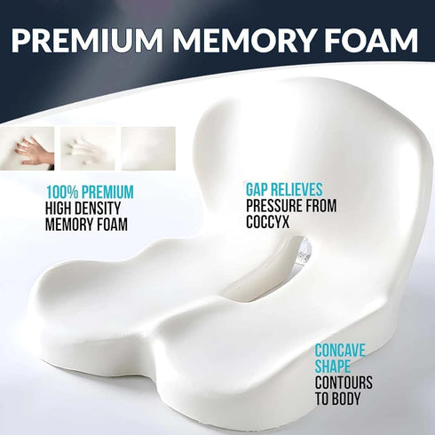 Memory Foam L Shaped Seat Cushion, Orthopedic Cushion with Back Support, Ergonomic L Shaped Seat Cushion for Truck