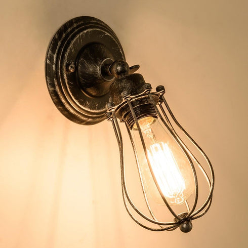 Vintage Wall Lamp Adjustable Rustic Retro Wire Cage Wall Light Industrial Style Indoor Lighting Fixture ;Moonkist