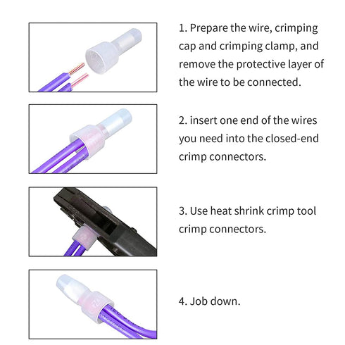250pcs Closed End Crimp Connector Kit, Aluminium Core and Nylon Wire Connectors for 22-10 Gauge