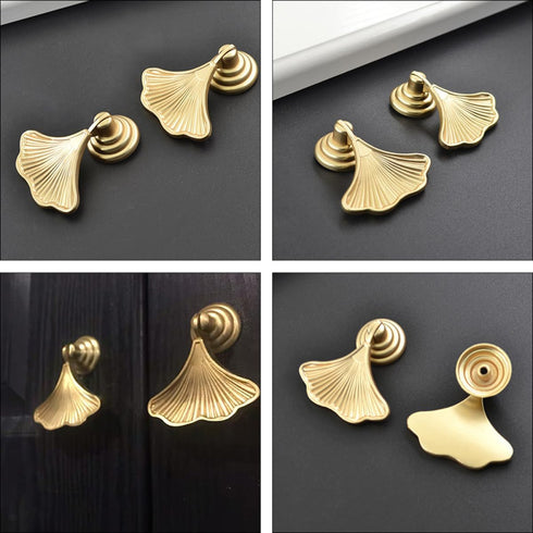 2pcs Fan-Shaped Single Hole Zinc Alloy Cabinet Knobs Drawer Pulling Handles for Furniture, Home Door Supply, Suitable
