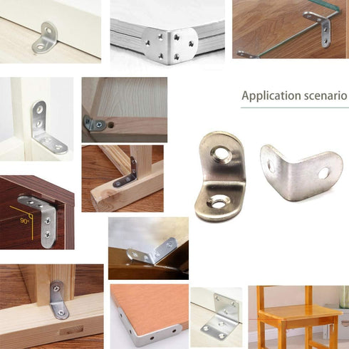Ktdzone 20202MM 90 8Sets Stainless Steel Degree Corner Brace Wall Shelves Hanging Bracket Joint Angle Bracket Fastener