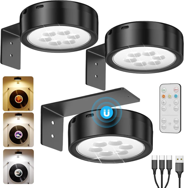 Wireless Rechargeable Over Picture Lights for Wall, 3 Pack 2600mAh Battery Art