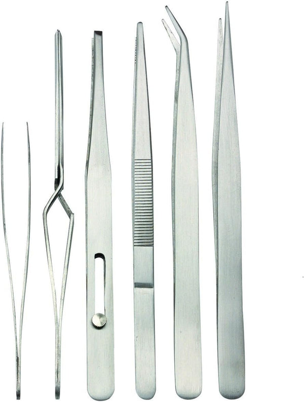 HFTooling 6Pc Stainless Steel Tweezers Set Die Cast Modeling Kit Cars Trains Hobby