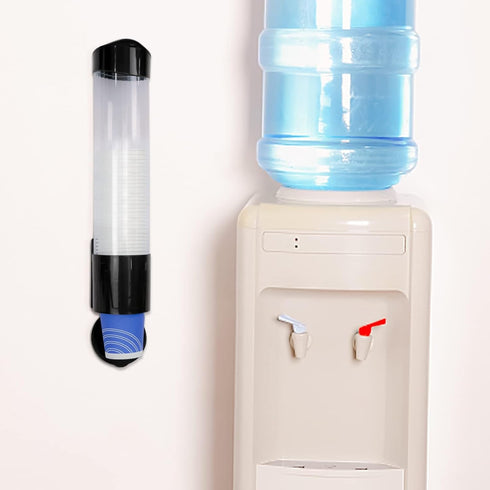 Cup Dispenser, Water Cooler Pull Type Holder for 5oz - 7oz Cone or Flat Bottom Cups, Wall Mount