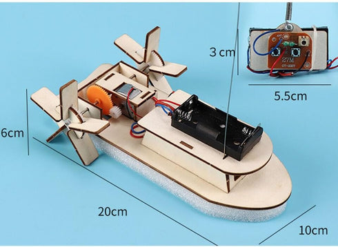 LAMCHAM Creative Wooden Remote Control Yacht DIY Hand-assembled RC Boat Toy Kit