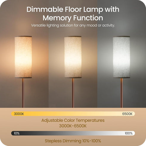 Dimmable 64.4 Bulb 3000K-6500K, VW06LD05W1 Floor Lamps for Living Room with Remote and Foot Switch, Modern Standing