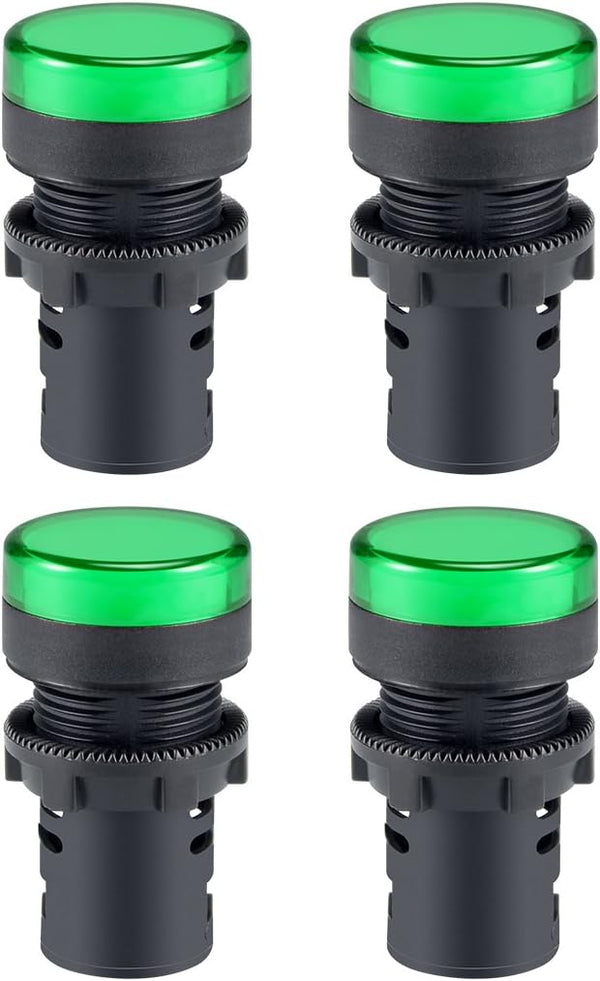 uxcell 4Pcs Green Indicator Light, AC/DC 110V, 22mm Panel Mount for Electrical Control Panel