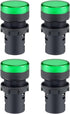 uxcell 4Pcs Green Indicator Light, AC/DC 110V, 22mm Panel Mount for Electrical Control Panel