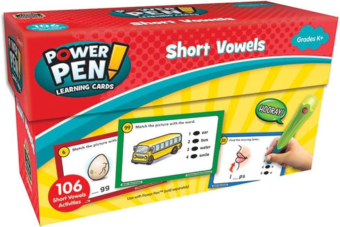 Teacher Created Resources Power Pen Learning Cards - Short Vowels, Model: 6101, 5 1/2 in x 3 1/2 in