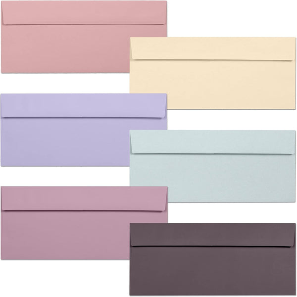 Business Envelopes, 120-Pack #10 Envelopes, 4 1/8 x 9 1/2 Inches, 6 Muted Pastel Colors