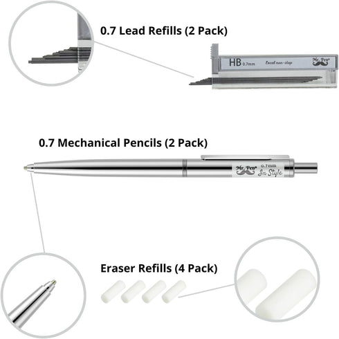 Mr. Pen 0.7 Mechanical Pencil - 2 Pack with Lead and Eraser, Automatic Pencil for School