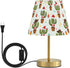 Table Lamp Christmas Cute Cactus Pattern with Hats Desk Lamp with Fabric
