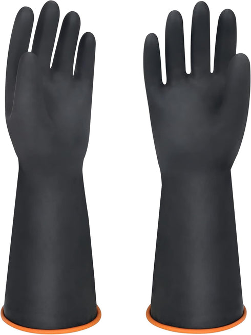 14" XL Latex Chemical Resistant Gloves, Heavy Duty Reusable Rubber Dishwashing Gloves for Men, Waterproof Protection