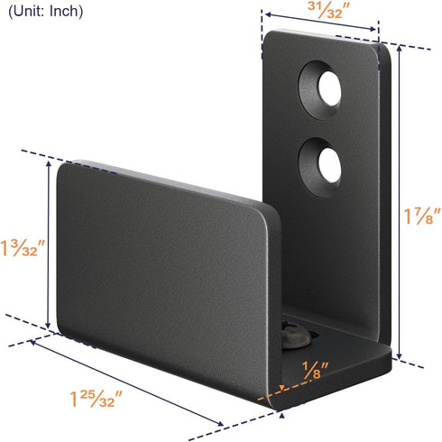 Adjustable U Shape Barn Door Floor Guides, 2 Pack, Wall Mounted Flexible Flush Bottom Guide, Sturdy Steel, Black
