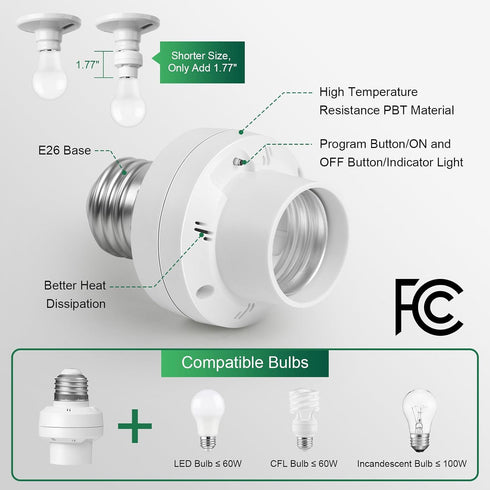 200FT E26 E27 Bulb (2 1 Remote Control Light Socket, Range Wireless Light Switch, Remote Light Socket for Pull Chain