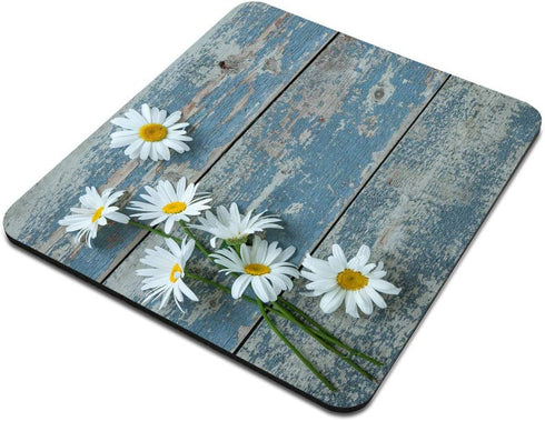 Custom Daisy Mouse Pad, Daisy Flowers on Old Wooden Design, Gaming Mouse Pad 9.5 X 7.9 Inch