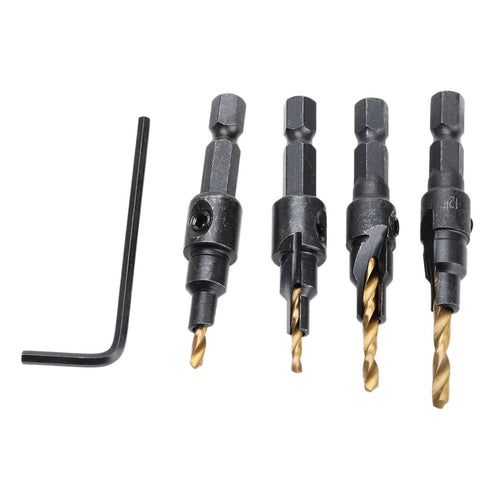1/4 inch Hex Shank Countersink Drill Bit Power Tools Accessories, 4Pcs/Set (Gold)