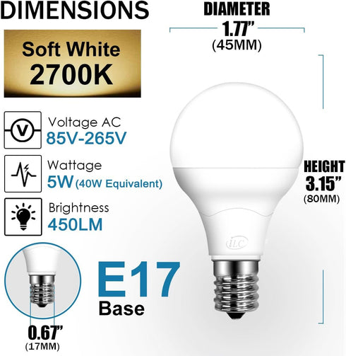 ILC E17 LED Light Bulbs, 5W (40W Equivalent), Color Changing RGB, 2700K Warm White, 12 Colors, 4 Pack