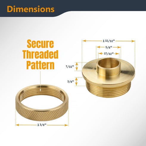 5/8", 2PK (71166-P2) POWERTEC Router Guide Bushing Solid Brass Short Shank Precision Router Bushings Template Guide