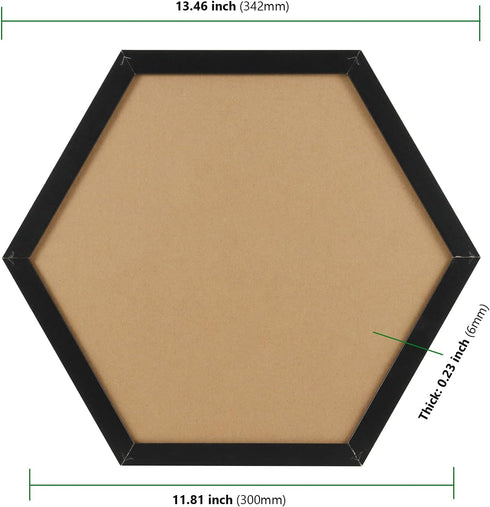 HAKZEON 6 Pack Hexagon Cork Board: 12"x12" Black Framed Decorative Bulletin Board with 48 Push Pins