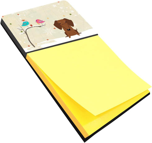 Caroline's Treasures Christmas Presents Between Friends Dachshund Red Brown Sticky Note Holder, Multicolor (BB2602SN)